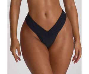 Geraffter Vorderseite High Waist String Bikini Hose, Schwimm-Urlaubs-Reise-Sommer-Strandmode Grundlagen, einfarbiger Badeanzug, Resort Kernstück