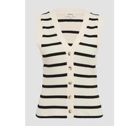 Geringelte Weste mit Rippstruktur und Knopfleiste 38 Beige 2161719.81G4.38