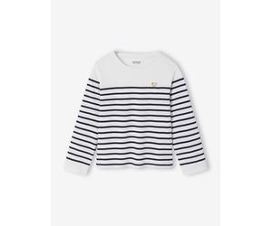 Geringeltes Langarmshirt Mädchen blau Gr. 146/152 von Vertbaudet