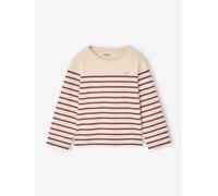 Geringeltes Langarmshirt Mädchen pflaume Gr. 146/152 von Vertbaudet