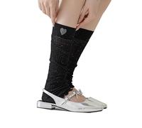 Gerippte gestrickte Beinstulpen für Frauen - Y2K Retro Slouchy Beinstulpen weiche Baumwolle dünne fußlose Socken, Gothic Harajuku Beinabdeckungen für Ballett, Tanz, Party, Alltag, Schwarz , One size