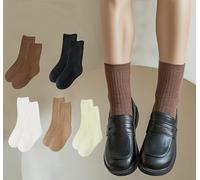 Gerippte Slouch-Socken für Damen, 5 Paar, weiche Crew-Socken, Set mit mittlerem Schlauch, Scrunch-Stil für den täglichen Gebrauch im Büro, auf Reisen, im Freien