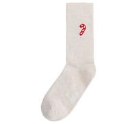 Gerippte Socken Stickerei 1er Pack | von MELA | Fairtrade & GOTS zertifiziert CREAM MELANGE / CANDY CANE 35-38