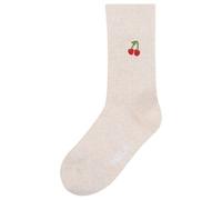 Gerippte Socken Stickerei 1er Pack | von MELA | Fairtrade & GOTS zertifiziert CREAM MELANGE / KIRSCHE 35-38