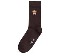 Gerippte Socken Stickerei 1er Pack | von MELA | Fairtrade & GOTS zertifiziert DUNKELBRAUN / GINGERBREAD 43-46