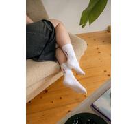 Gerippte Socken Stickerei 1er Pack | von MELA | Fairtrade & GOTS zertifiziert WEISS / MATCH 43-46