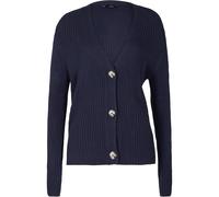 Strickjacke BONPRIX, Damen, Gr. 32/34 (XS), blau (dunkelblau), Strick, Obermaterial: 100% Polyacryl, unifarben, loose fit normal, V-Ausschnitt, gerader Abschluss, Strickjacken Strickjacke, lockere Pas