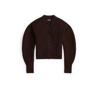 Gerippte Strickjacke aus Wollmischung XXS Brown