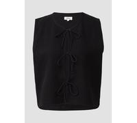 Gerippte Strickweste mit Schleifenverschlüssen 42 schwarz 2165898.9999.42