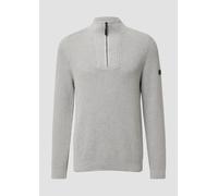 Gerippter Baumwoll-Pullover mit Troyer-Kragen L grau 2173022.94W0.L