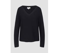 Gerippter Strickpullover aus Baumwollmix mit V-Ausschnitt 36 blau 2164036.5959.36