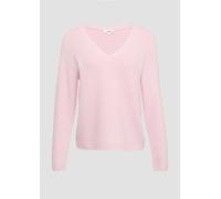 Gerippter Strickpullover aus Baumwollmix mit V-Ausschnitt 40 Rosa 2164015.4101.40