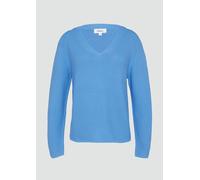 s.Oliver Gerippter Strickpullover aus Baumwollmix mit V-Ausschnitt Royalblau 42