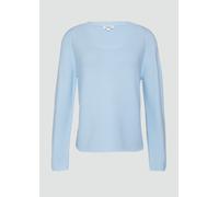 s.Oliver Gerippter Strickpullover aus Baumwollmix mit V-Ausschnitt hellblau 44