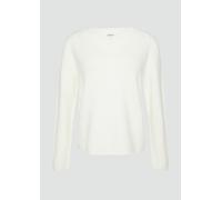 Gerippter Strickpullover aus Baumwollmix mit V-Ausschnitt 46 creme 2164015.0210.46