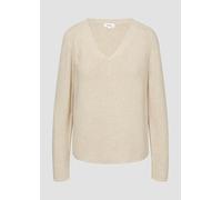 Gerippter Strickpullover aus Baumwollmix mit V-Ausschnitt 48 Beige 2164036.81W1.48