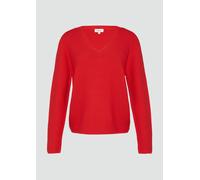 Gerippter Strickpullover aus Baumwollmix mit V-Ausschnitt 48 rot 2164015.3090.48