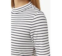 Geripptes Jersey-Shirt mit Stehkragen weiß 40