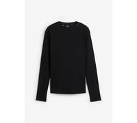 Langarmshirt BONPRIX "Geripptes Langarmshirt aus reiner Baumwolle", Damen, Gr. 40/42 (M), schwarz, Rippware, Obermaterial: 100% Baumwolle, unifarben, slim fit normal, Rundhals, angesetztes Bündchen, S