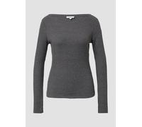 Geripptes Langarmshirt mit Knopf-Detail am Arm 44 grau 2170341.97W3.44