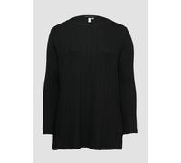 Geripptes Longshirt mit seitlichen Schlitzen 52 schwarz 2160673.9999.52