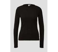 QS Longsleeve in Ripp-Optik mit Rundhalsausschnitt in Black, Größe M