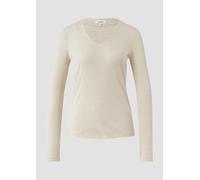 Geripptes Longsleeve mit V-Ausschnitt 36 Beige 2172332.81W9.36