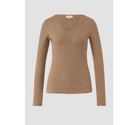 Geripptes Longsleeve mit V-Ausschnitt 38 braun 2172332.88W9.38