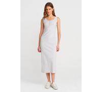 Geripptes Midi Bodycon-Kleid mit Knöpfen