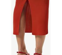 Geripptes Slim-Fit-Kleid mit V-Ausschnitt rot 38
