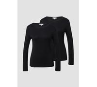 Geripptes Slim-Fit-Longsleeve im 2er-Pack 40 schwarz 2175996.9999.40