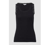 Geripptes Slim-Fit-Tanktop mit Spitze 34 schwarz 2174750.9999.34