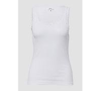 s.Oliver Red Label - Geripptes Slim-Fit-Tanktop mit Spitze weiß - Gr. - 40