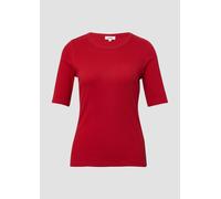 Geripptes T-Shirt im Slim Fit aus Baumwollmix mohnrot 44