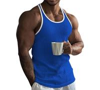 Geripptes Tanktop für Herren gestrickt ärmellos Tank Top Fitness Muskelshirt Gym Achselshirts Workout Tankshirt Bodybuilding Ärmelloses Shirt Sport Unterhemden Muskeltraining