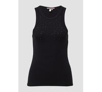 Geripptes Tanktop mit Schmucksteine S schwarz 2165329.9999.S