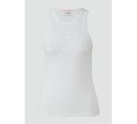 Geripptes Tanktop mit Schmucksteine XXL weiß 2165329.0100.XXL