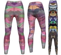 German Wear Camo Leggings sehr dehnbar Leggings für Sport, Yoga Gymnastik, Training, Tanzen & Freizeit, 38/M, GYM-8023 Pink-Lila-Grün