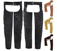 German Wear Chaps Fransenhose Reiter Cowboy Indianer Western Lederchaps Lederhose, 50/M, Schwarz