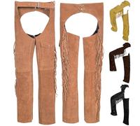 German Wear Chaps Fransenhose Reiter Cowboy Indianer Western Lederchaps Lederhose, 54/XL, Kastanienbraun