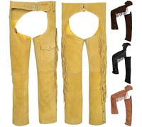 German Wear Chaps Fransenhose Reiter Cowboy Indianer Western Lederchaps Lederhose, 62/5XL, Ocker