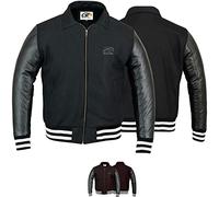 German Wear Collegejacke Blouson Wolljacke Varsity College Jacke Lederärmel Retro, 50/M, Schwarz