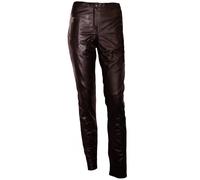 German Wear Damen Lederhose aus Lammnappa Leder Leggings mit elastan Echtleder Hose Dunkelbraun, Größe:3XL