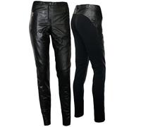 German Wear Damen Lederhose aus Lammnappa Leder Leggings mit elastan Echtleder Hose L Schwarz