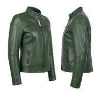 German Wear,Damen Lederjacke Trend Fashion Echtleder Jacke aus Lamm Nappa Leder grün 44