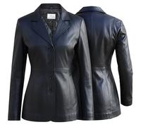 German Wear Damen Midi Ledermantel Trenchcoat echtleder Mantel aus Lammnappa Leder Schwarz, Größe:L