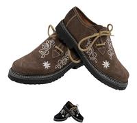 German Wear Damen Trachten Haferlschuhe aus Wildleder - Traditionelle Trachtenschuhe mit Edelweiß-Stickerei & weichem Ziegenleder-Futter - Bequem & hochwertig für Dirndl & Volksfest Dunkelbraun - 40