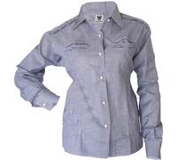 German Wear Damen Trachtenbluse Bluse für Trachten Lederhose Trachtenmode karo, Dunkelblau, 2XL/44