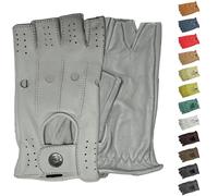 German Wear Driving Halbfinger Fingerlose Autofahrer-Handschuhe Lederhandschuhe (Grau, 8=M)