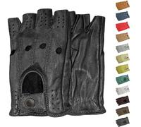 German Wear Driving Halbfinger Fingerlose Autofahrer-Handschuhe Lederhandschuhe (Schwarz, 9=L)
